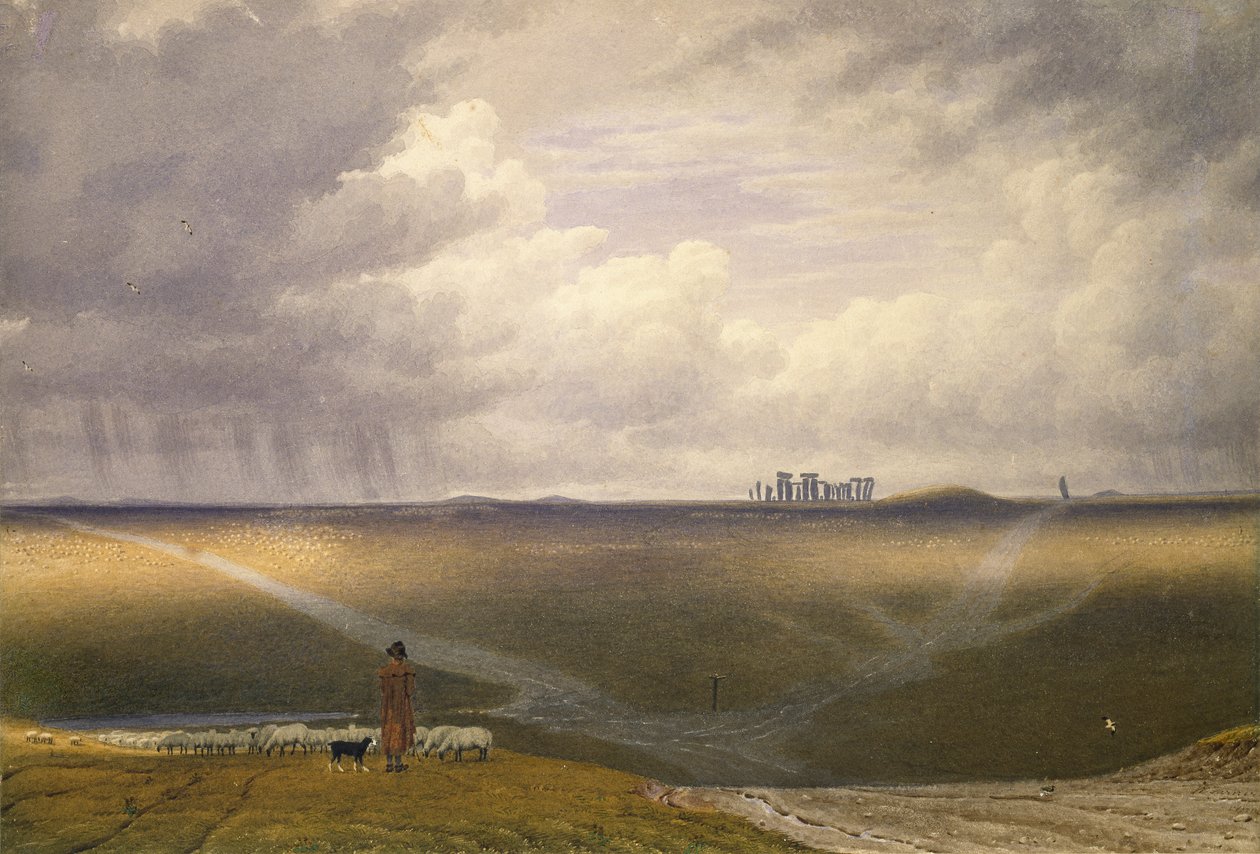 Stonehenge-A Showery Day, begyndelsen af det 19. århundrede af Joseph Mallord William Turner
