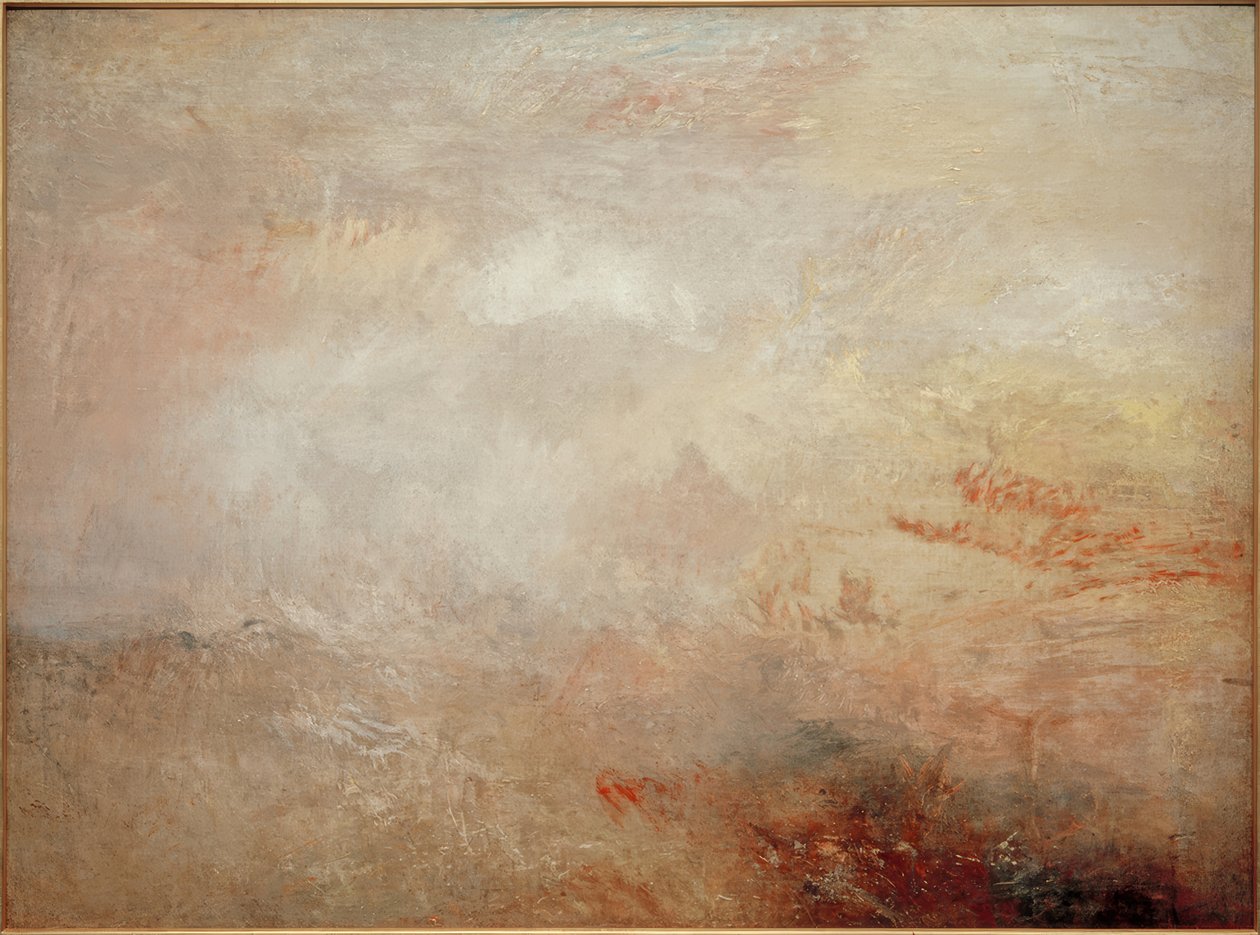 Stormfuldt hav med delfiner af Joseph Mallord William Turner
