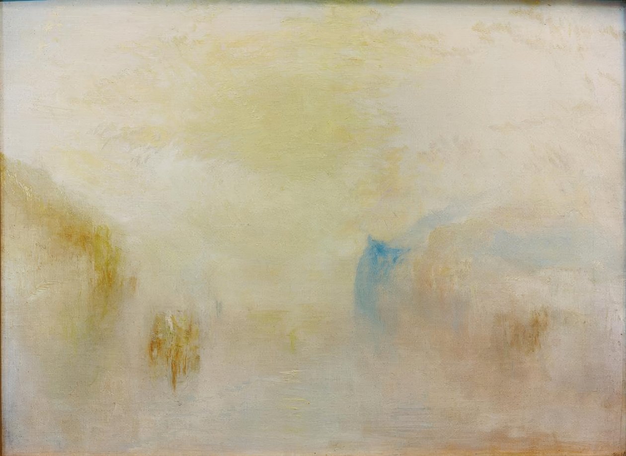 Solopgang med en båd mellem forager af Joseph Mallord William Turner