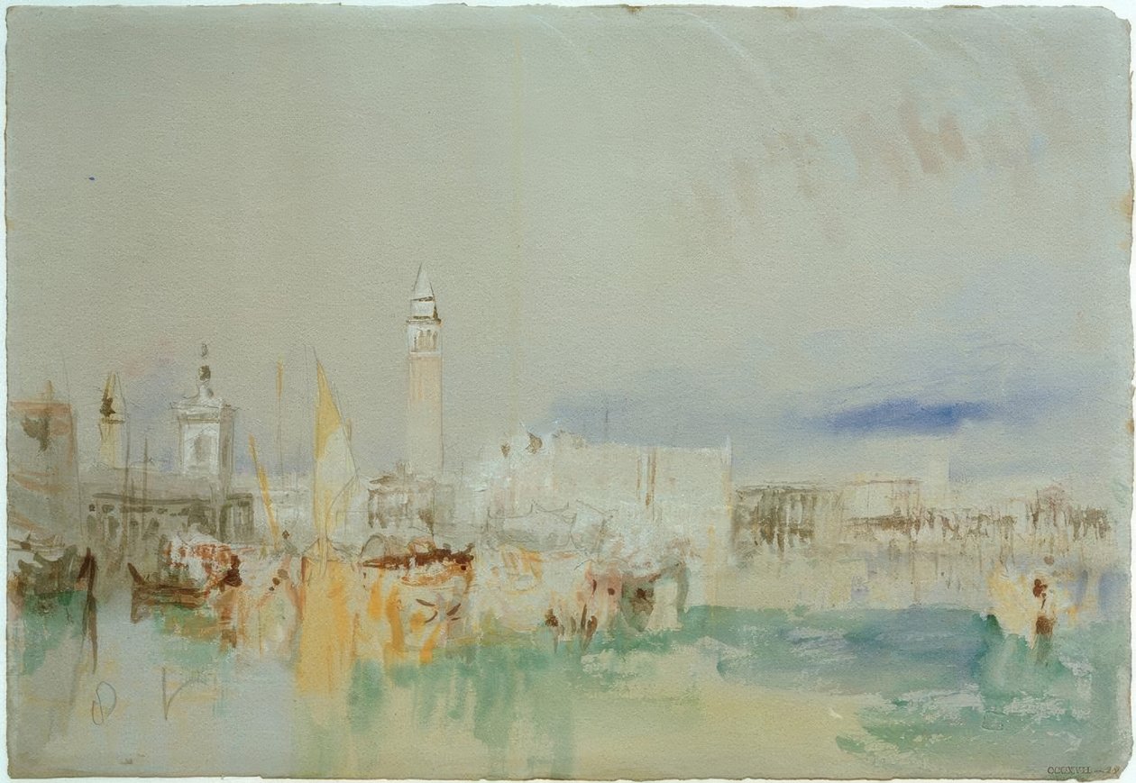 Dogana, Campanile of San Marco og Dogepaladset af Joseph Mallord William Turner