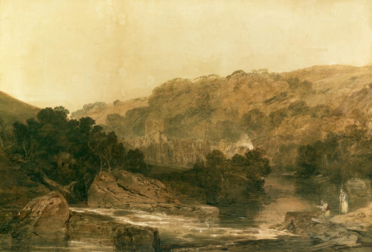 Udsigt over Brinkburn Priory, Northumberland af Joseph Mallord William Turner