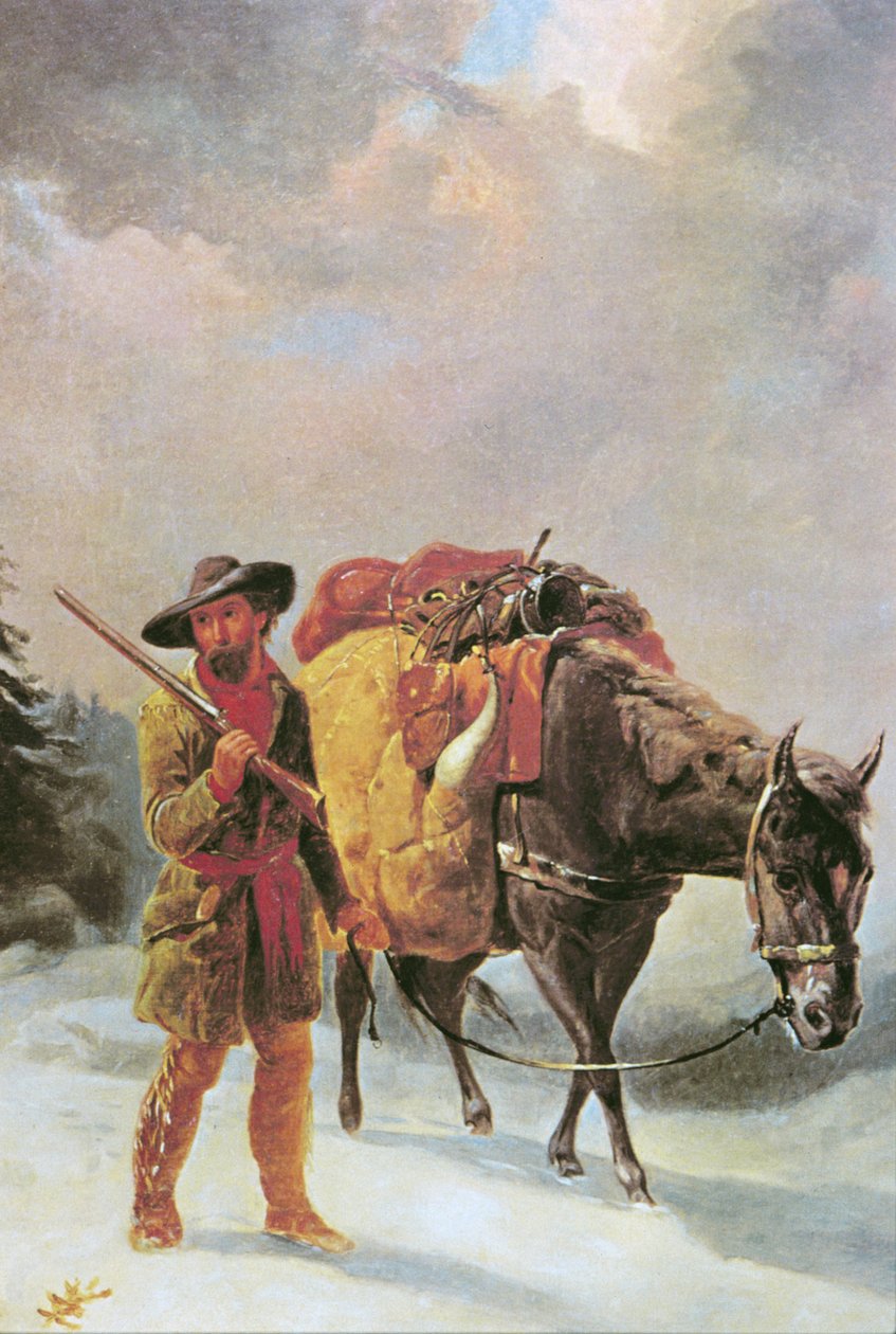 Pelsfanger krydser bjergene (olie på lærred) af William Tylee Ranney