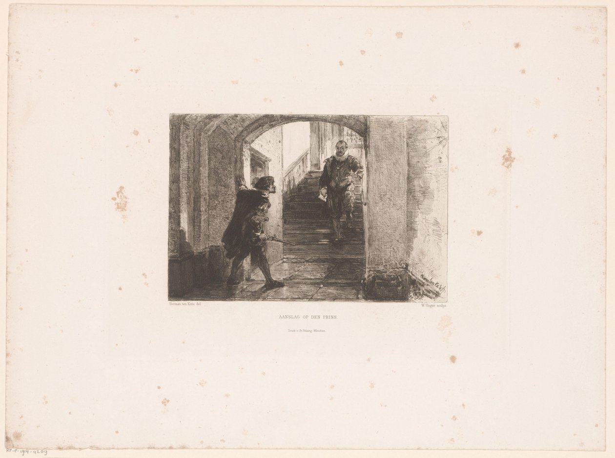 Angreb på prinsen, 1584 Angreb på prinsen (titel på objekt) af William Unger