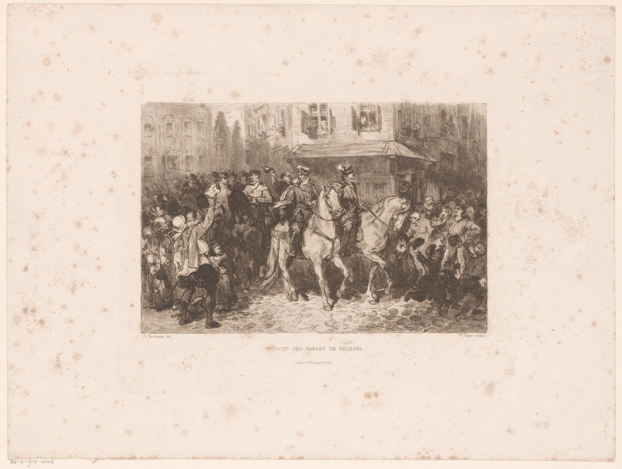 De adeliges indtog i Bruxelles, 1566 De adeliges indrejse i Bruxelles (titel på objektet) af William Unger
