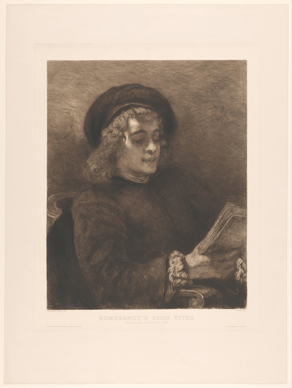 Rembrandts søn Titus. Om Rembrandt. Verlag der Gesellschaft f. Kunst i Wien af William Unger