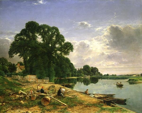 På Themsen, ca.1870 (olie på lærred) af William W. Gosling