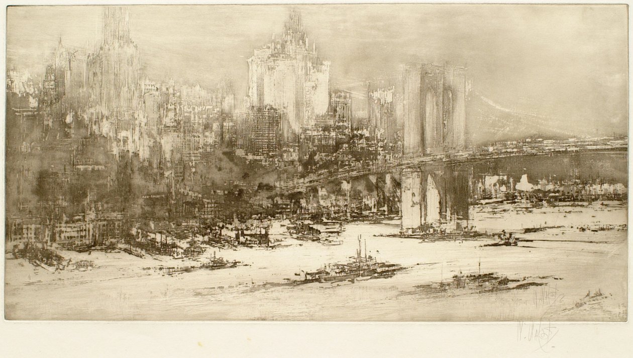 Brooklyn Bridge, New York (stor plade) af William Walcot