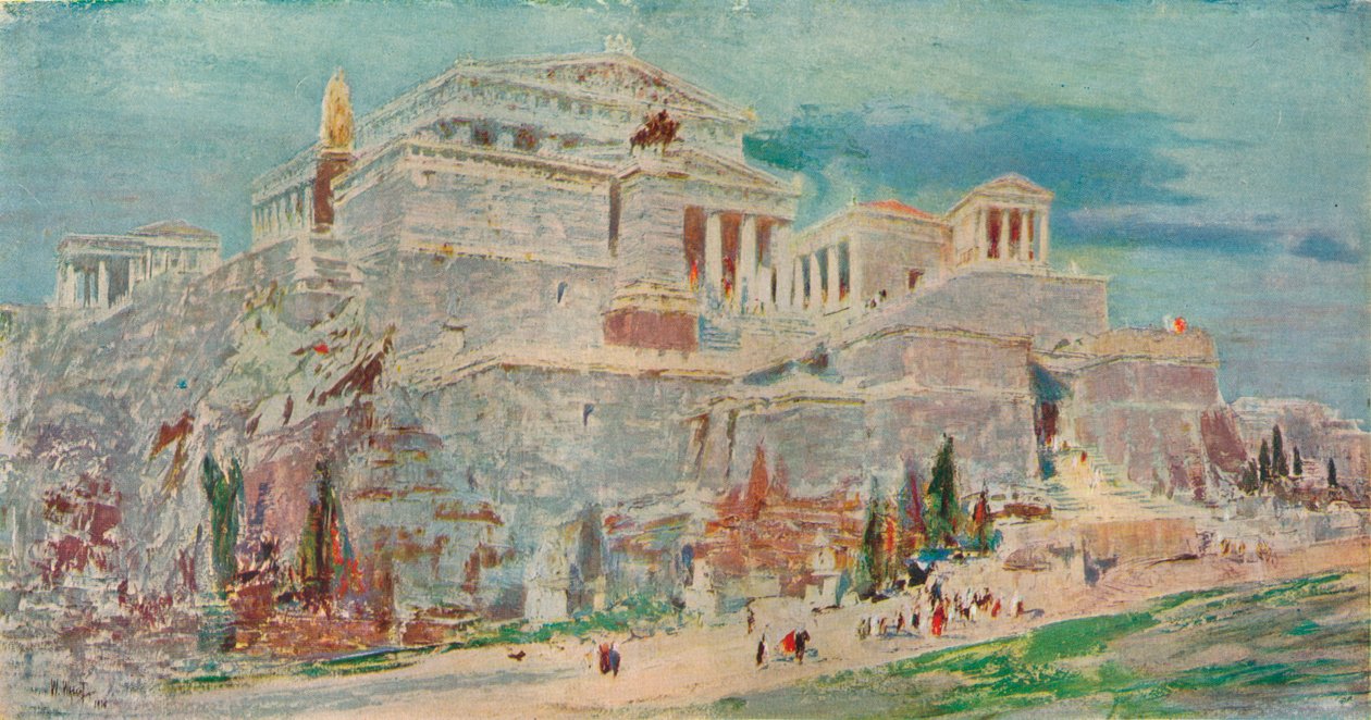 Akropolis, Athen, efter den romerske restaurering, c1923. af William Walcot