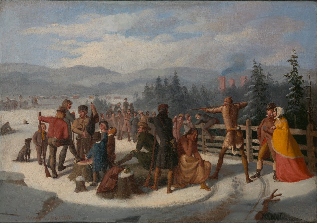 Scener fra Pioneers af Cooper, Deerslayer ved skydekampen, ca. 1850. af William Walcutt