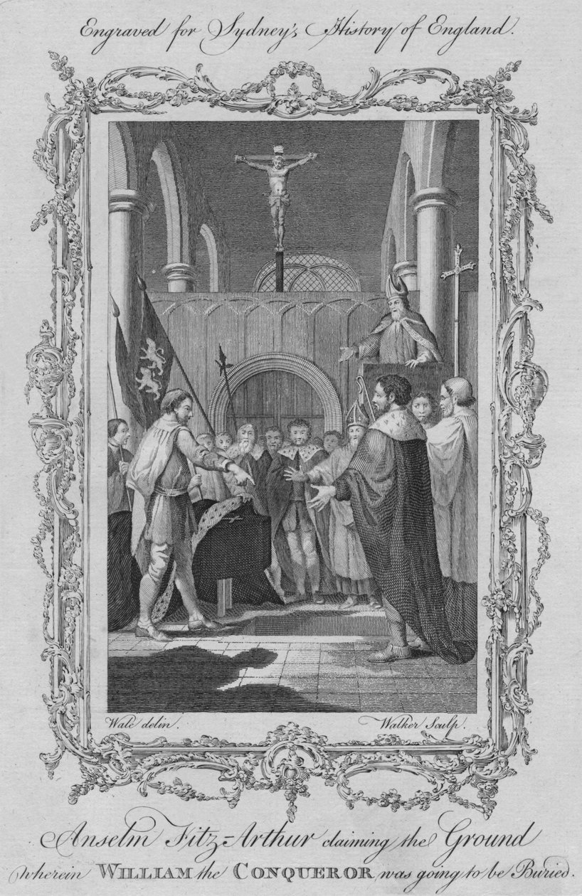Anselm Fitz Arthur gør krav på jorden, hvor Vilhelm Erobreren skulle begraves, 1773. af William Walker