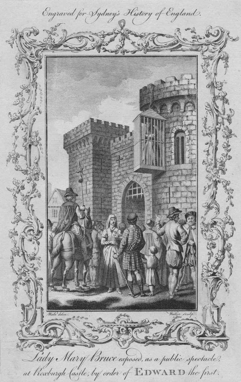 Lady Mary Bruce afslørede, som et offentligt skue på Roxburgh Castle, efter ordre fra Edward I, 1773. af William Walker