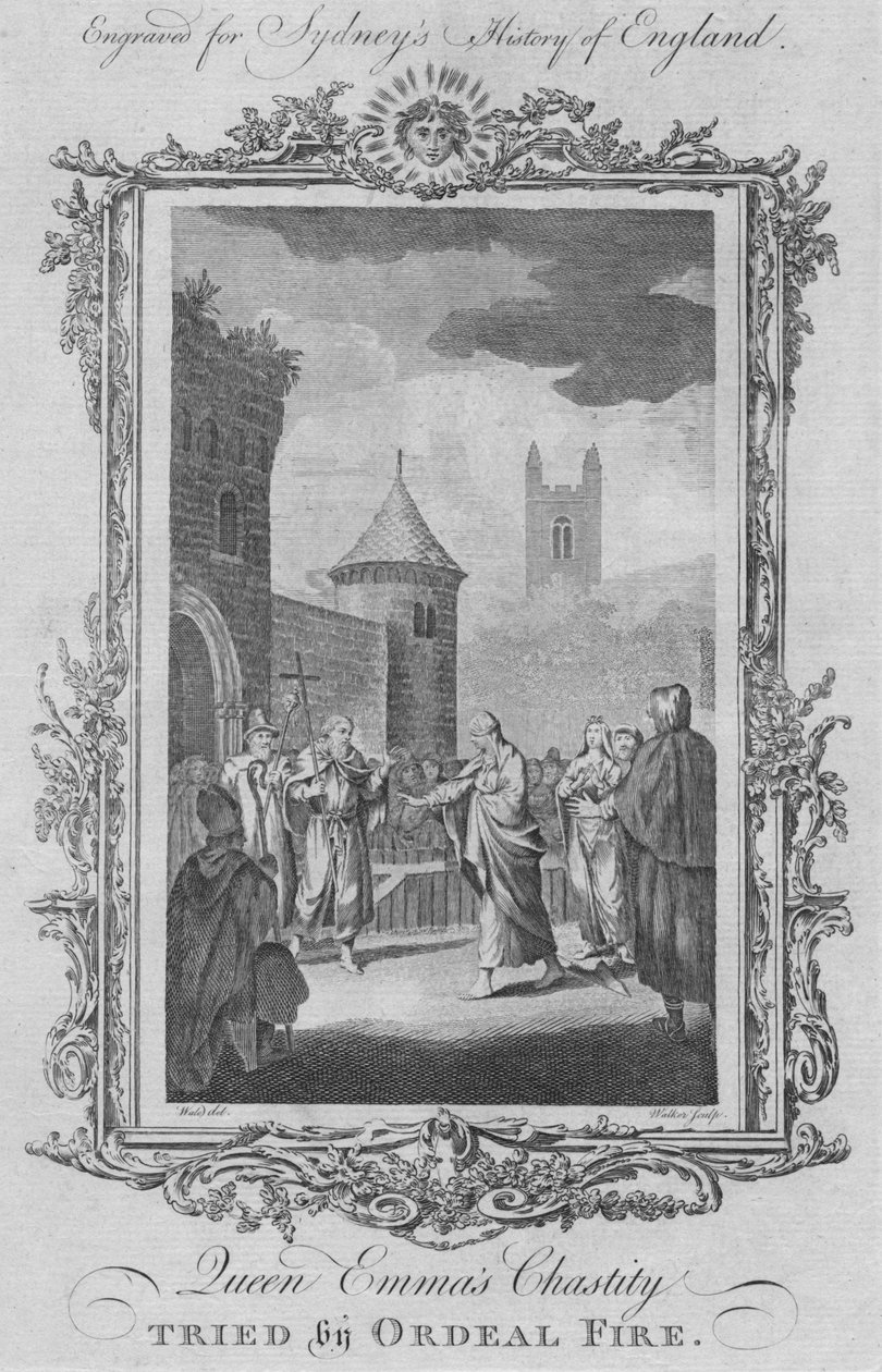 Dronning Emmas kyskhed prøvet af prøvelsesild, 1773. af William Walker