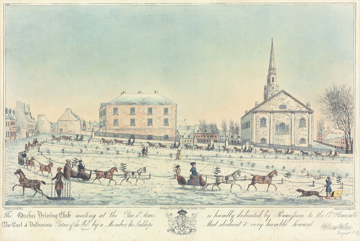 The Quebec Driving Club meeting at the Place d’Armes, engraved by J. Smillie Jr., 1826dani af William Wallace