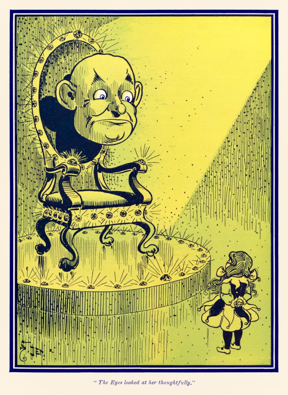 Øjnene kiggede eftertænksomt på hende. fra The Wonderful Wizard of Oz af L. Frank Baum af William Wallace Denslow