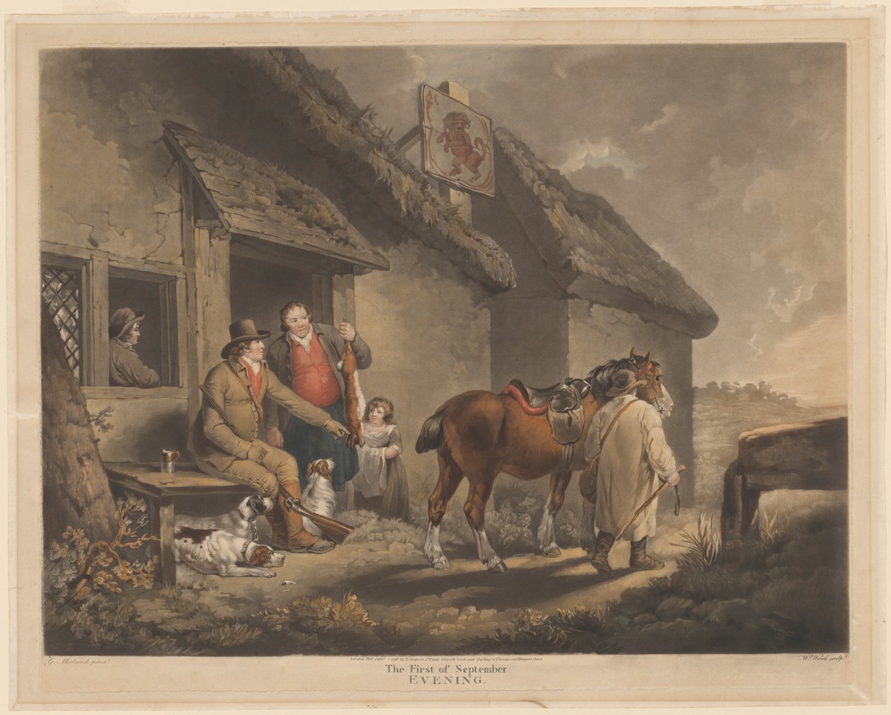Den første september, aften af William Ward after George Morland