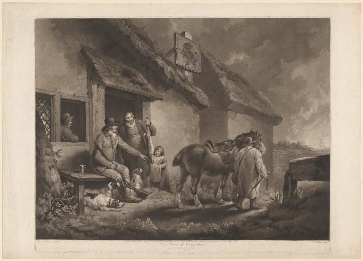 Den første september, aften af William Ward after George Morland