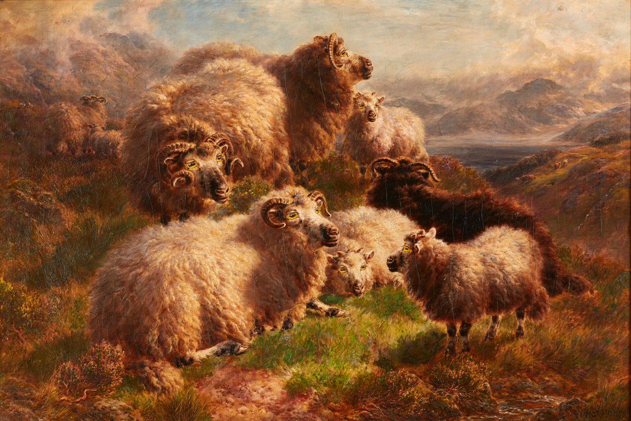 Evening on the Hills, Loch Tay, Perthshire (olie på lærred) af William Watson