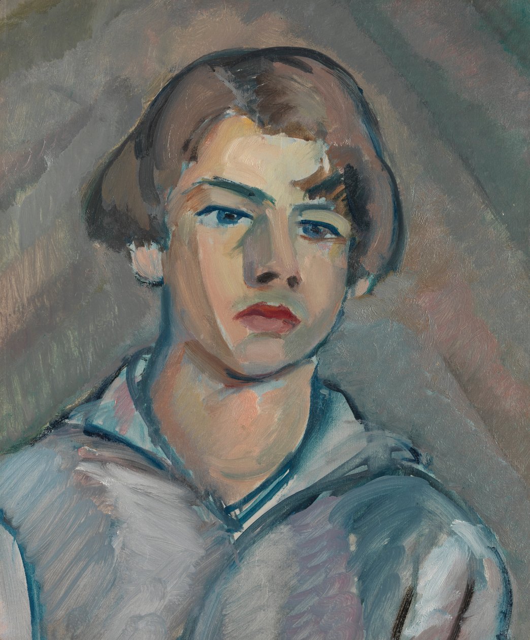 Portræt af en ung mand med langt hår af William Watson Peploe