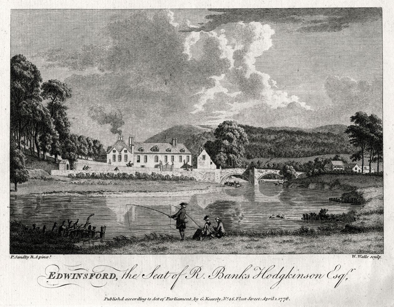 Edwinsford, sæde for R Banks Hodgkinson Esq, Carmarthenshire, 1776 af William Watts