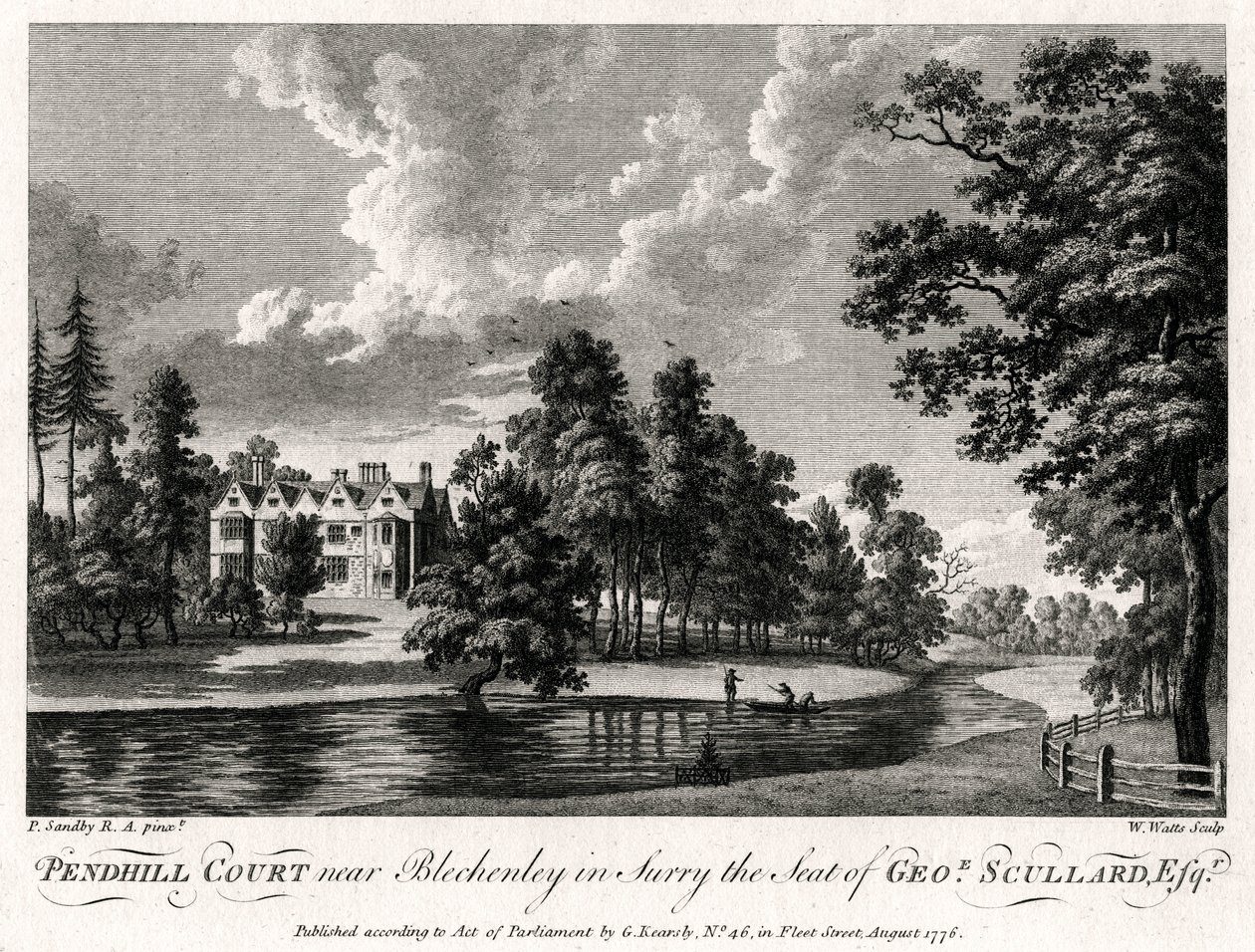 Pendhill Court nær Bletchenley i Surry the Seat of George Scullard Esquire, 1776 af William Watts