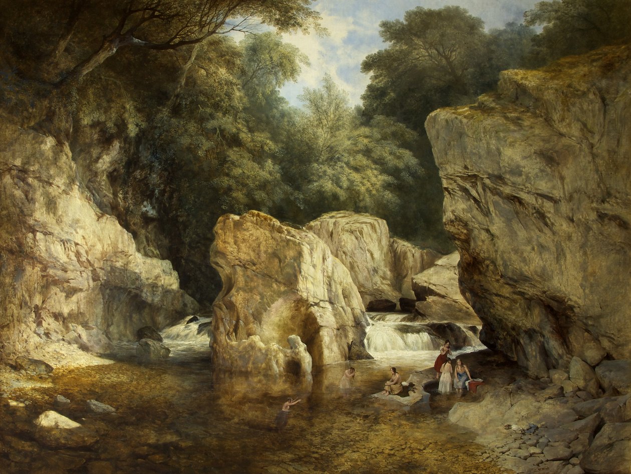 Scene i North Wales, ca. 1846 (olie på lærred) af William West