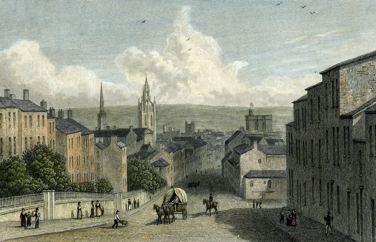 Newcastle fra Westgate Hill, graveret af Edward Finden, 1830 af William Westall