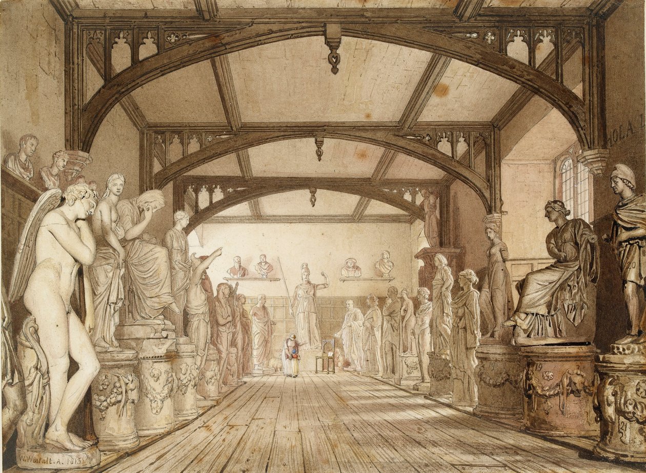 Skulpturgalleriet i Examination Schools, Oxford, 1813 af William Westall