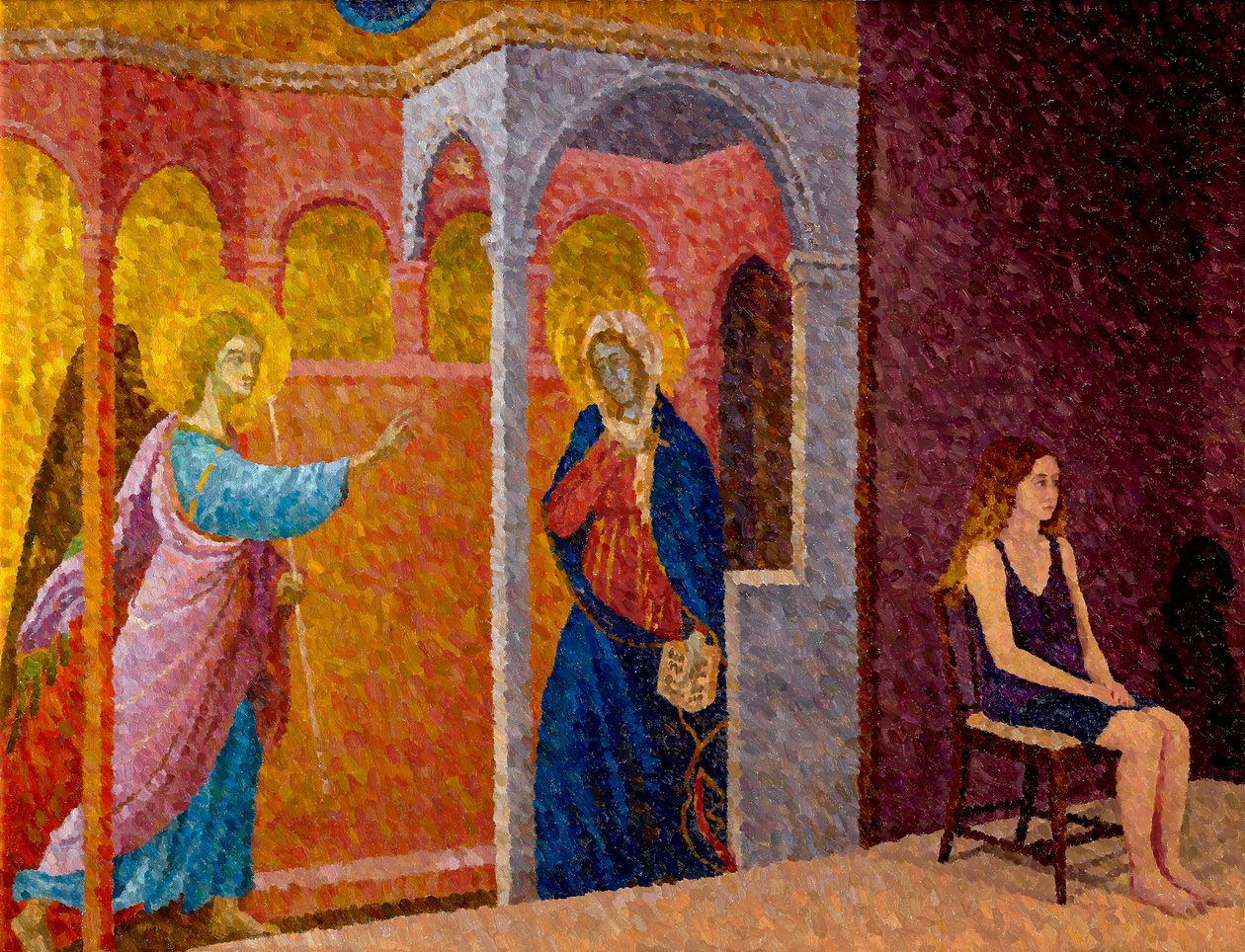 Annunciation with Seated Girl, 2020 (olie på lærred) af William Wilkins