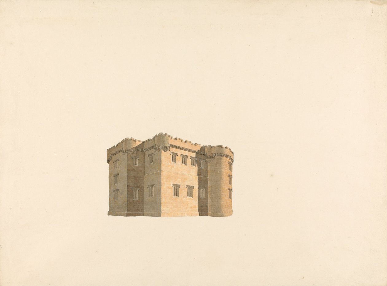 Cluny Castle, Aberdeenshire, Skotland: Perspektiv af William Wilkins