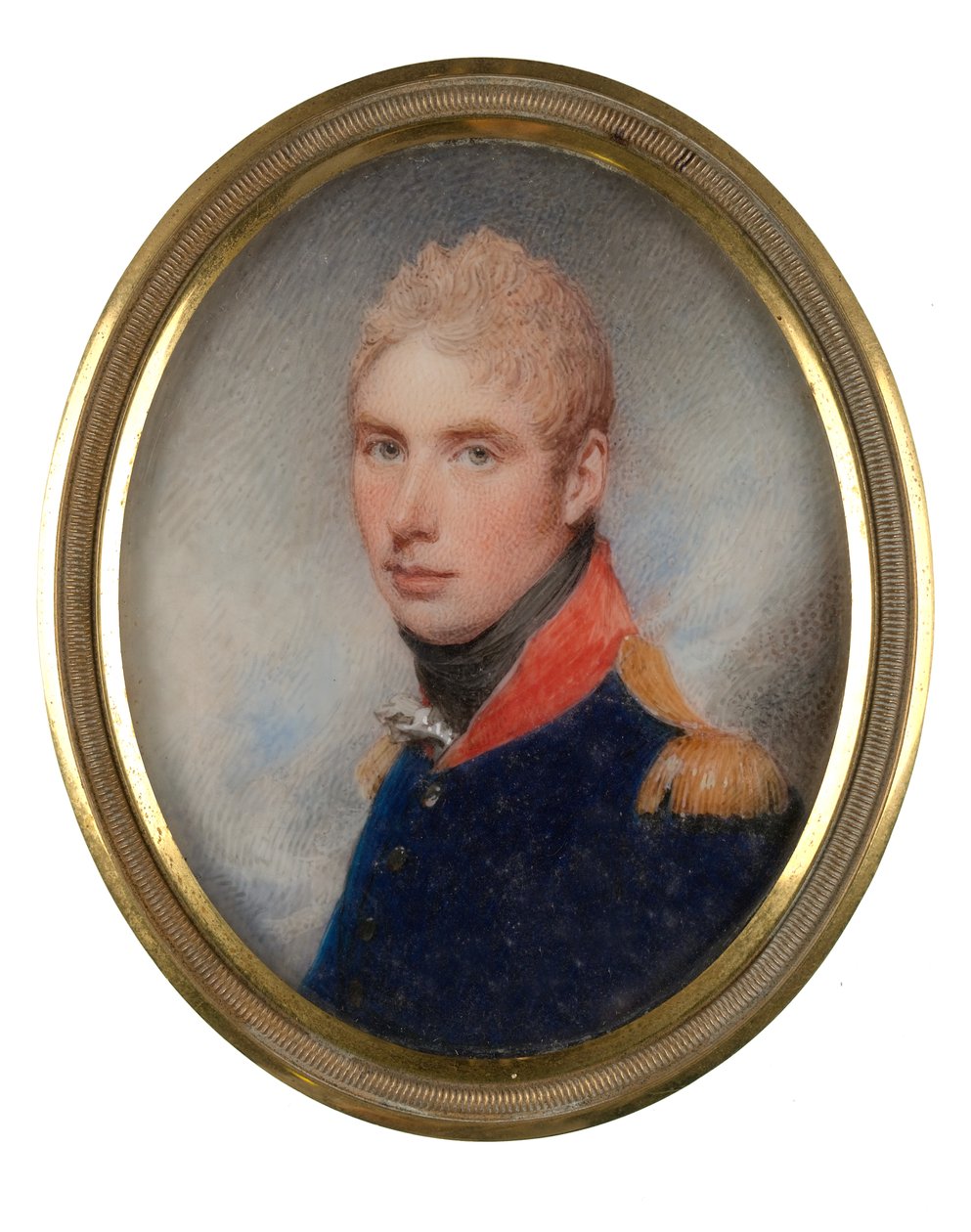 Kaptajn (senere oberstløjtnant) William Tyrwhitt-Drake (1785-1848), Royal Horse Guards, maj 1809 (miniature på elfenben) af William Wood