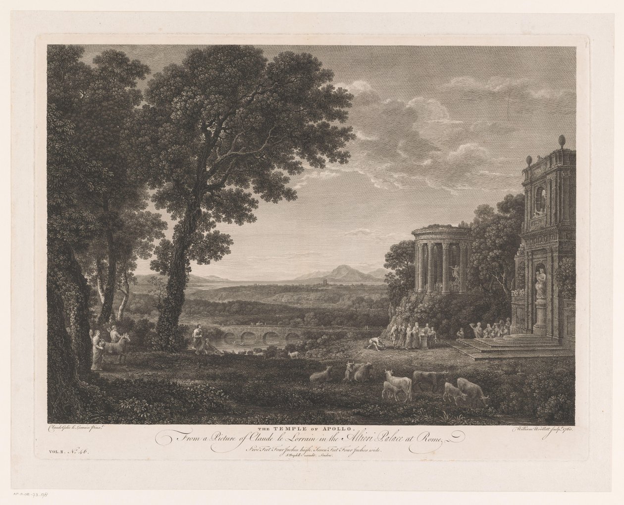 Landskab med Faderen til Psyche, der ofrer foran Apollontemplet Apollontemplet (titel på objekt) af William Woollett