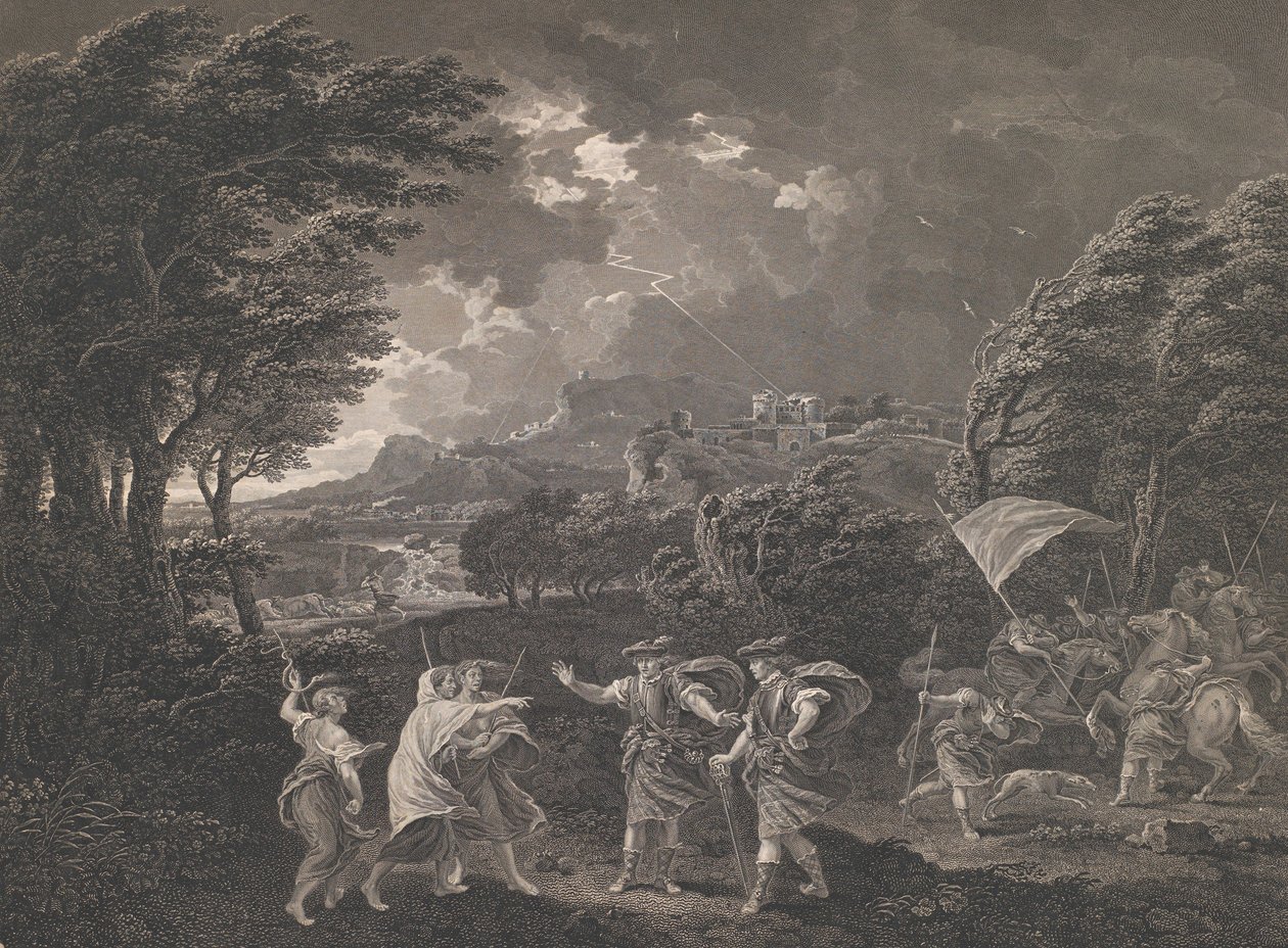 Macbeth and the Witches Shakespeare, Macbeth, Act 1, Scene 1, 1770. af William Woollett