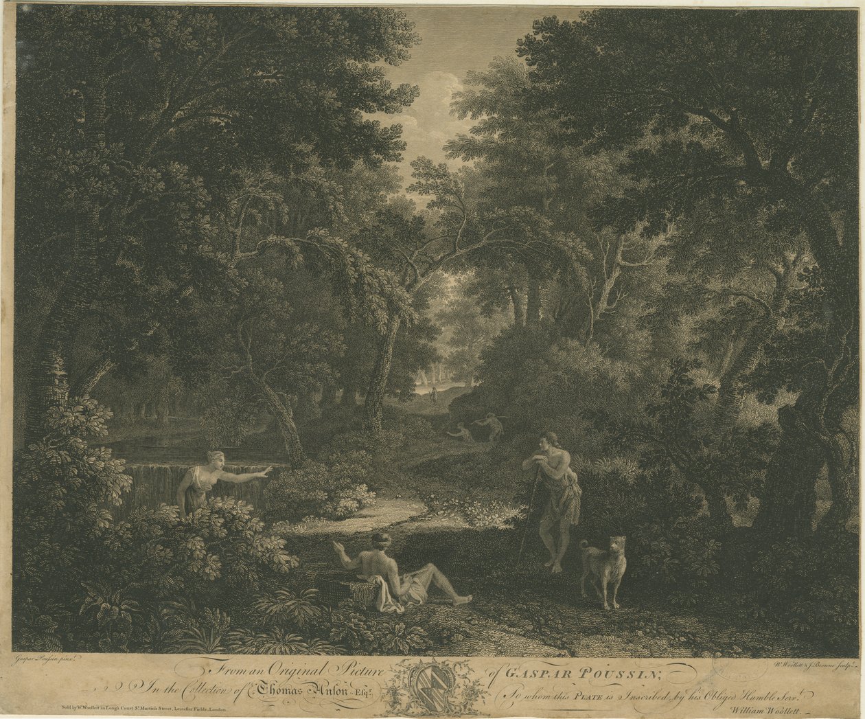 Shugborough - Woodland scene: gravering og [midten af slutningen af det 17. århundrede] af William Woollett