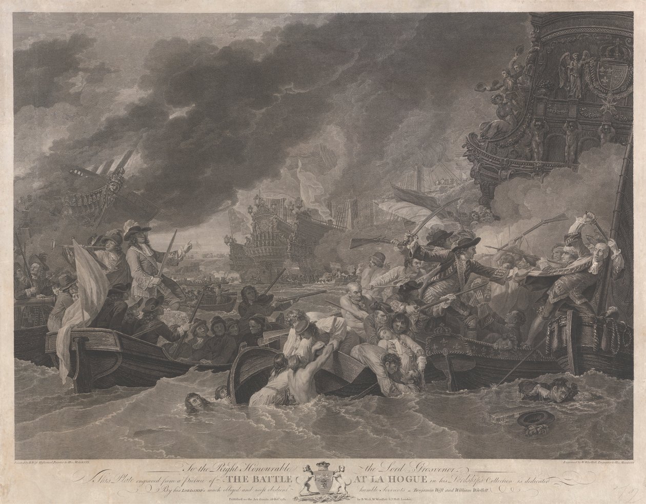 Slaget ved La Hogue af William Woollett