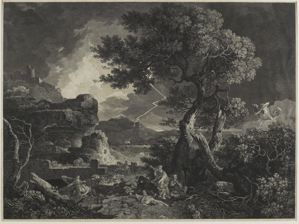 Ødelæggelsen af Niobes børn, 1761 af William Woollett