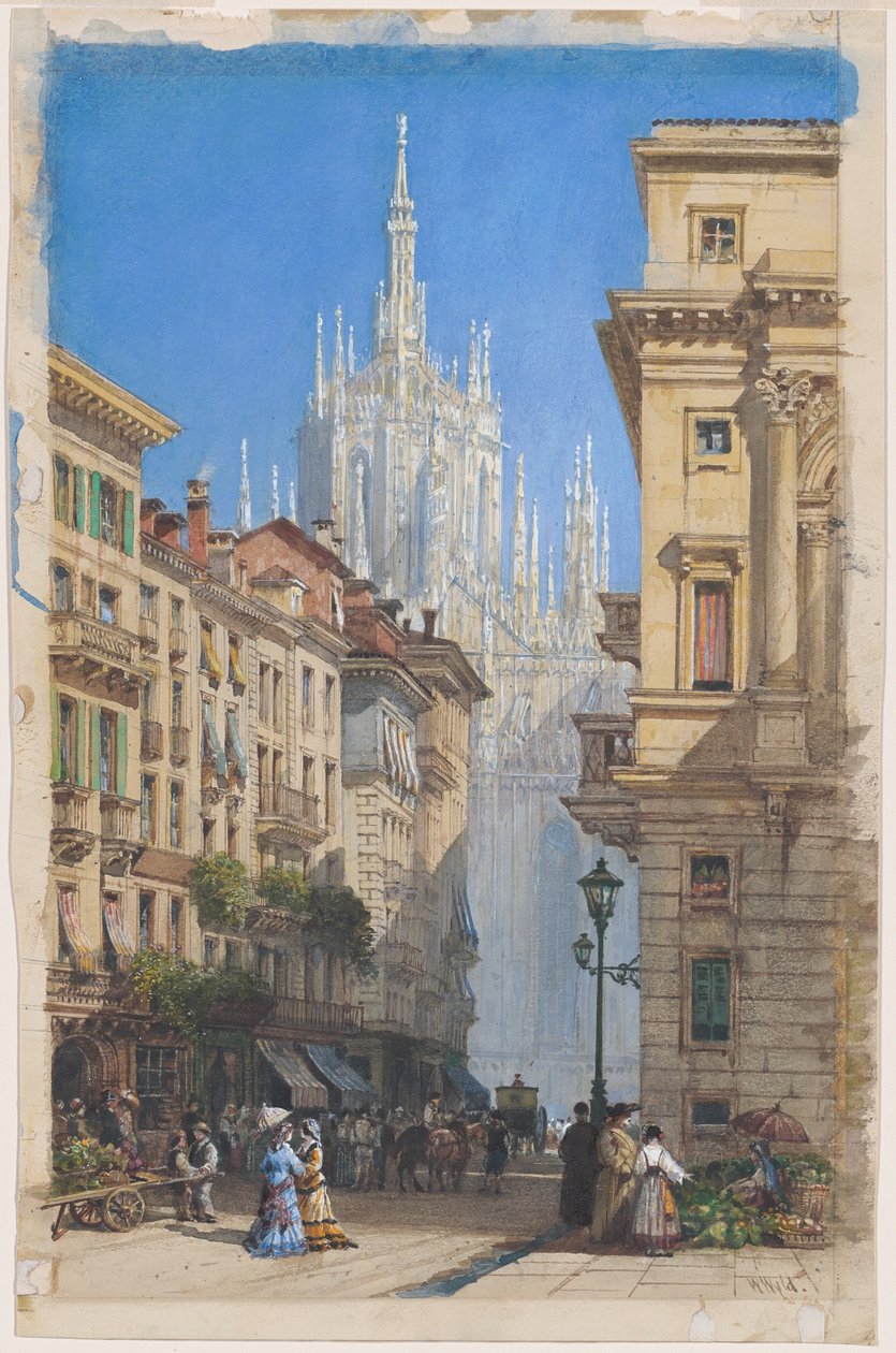Duomoen i Milano fra en sidegade af William Wyld