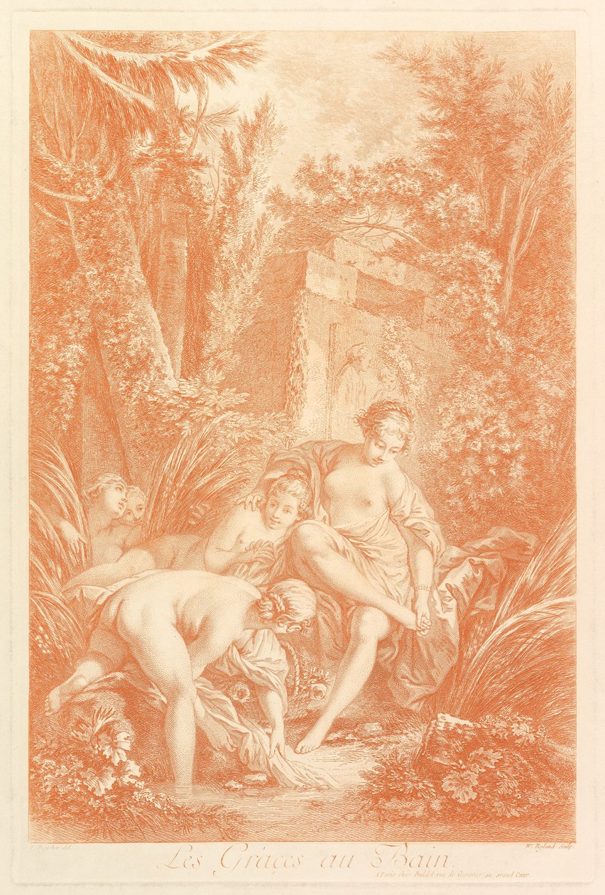 The Graces au Bain The Graces at the Bath, 1756. af William Wynne Ryland