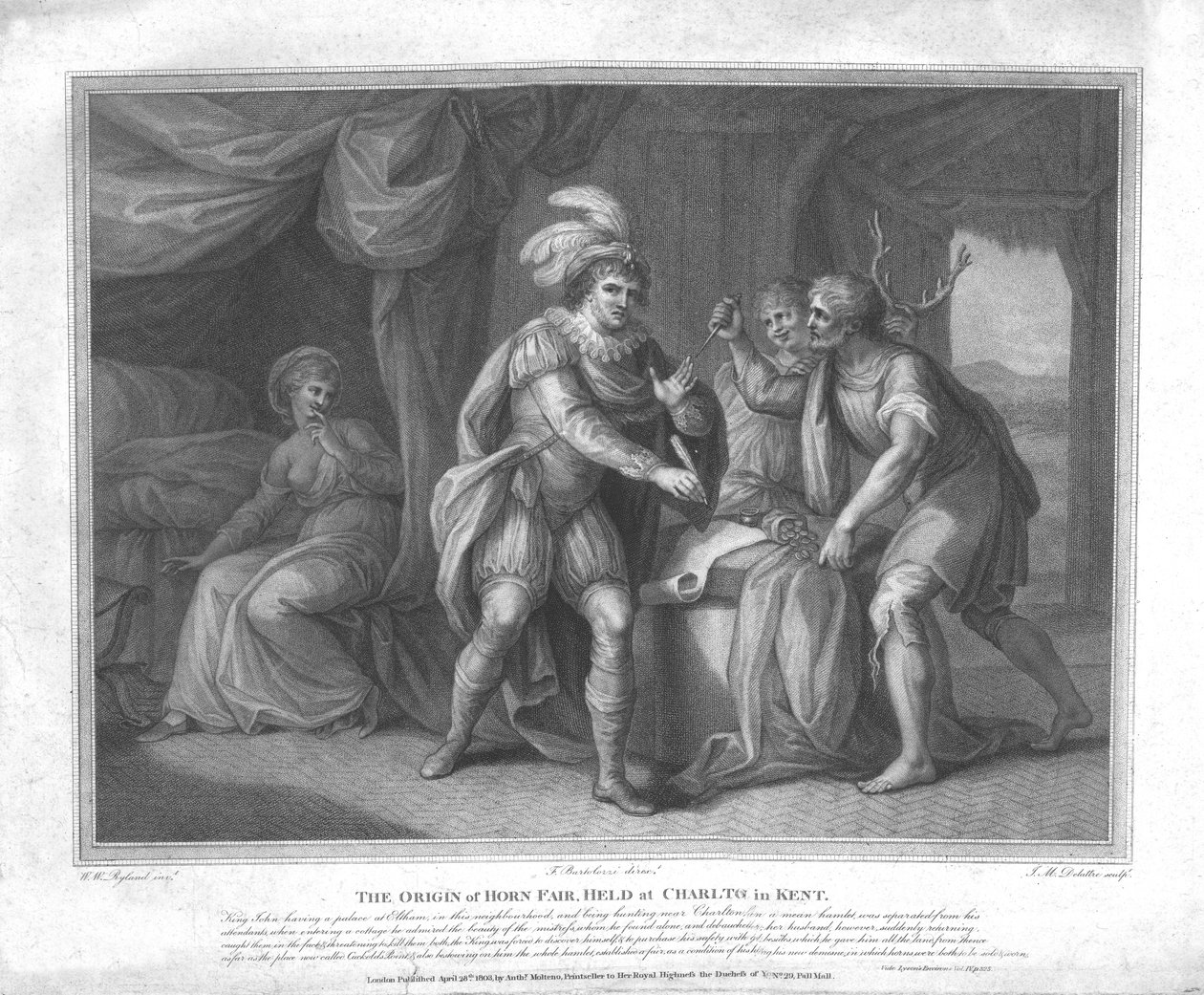 The Origin of Horn Fair, afholdt i Charlton i Kent, c1803 af William Wynne Ryland