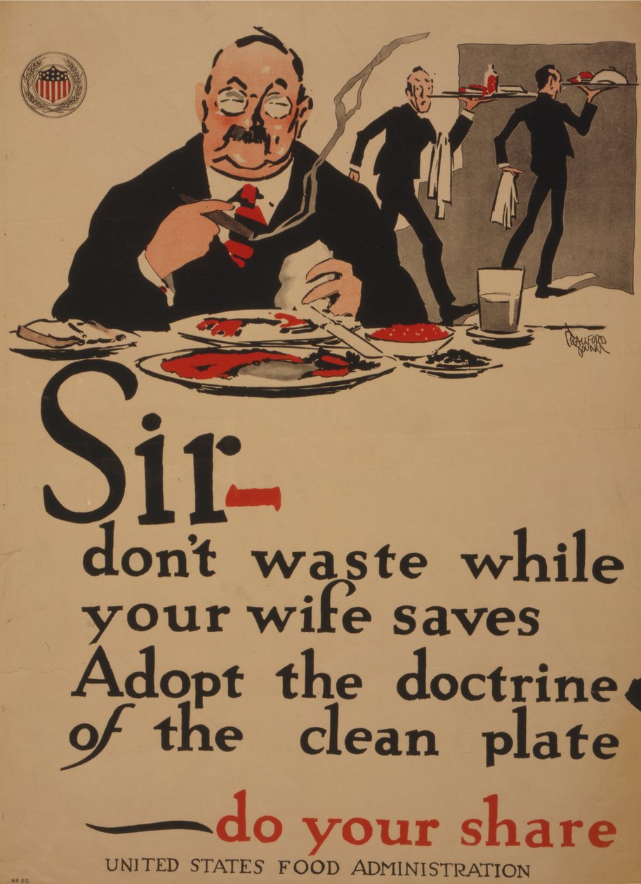 Sir spild ikke mens din kone sparer, Adopter læren om den rene tallerken, gør din del af William Young Crawford