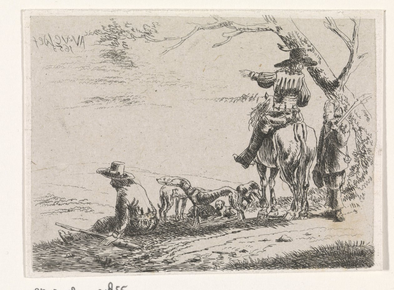 Tre jægere med hunde af William Young Ottley