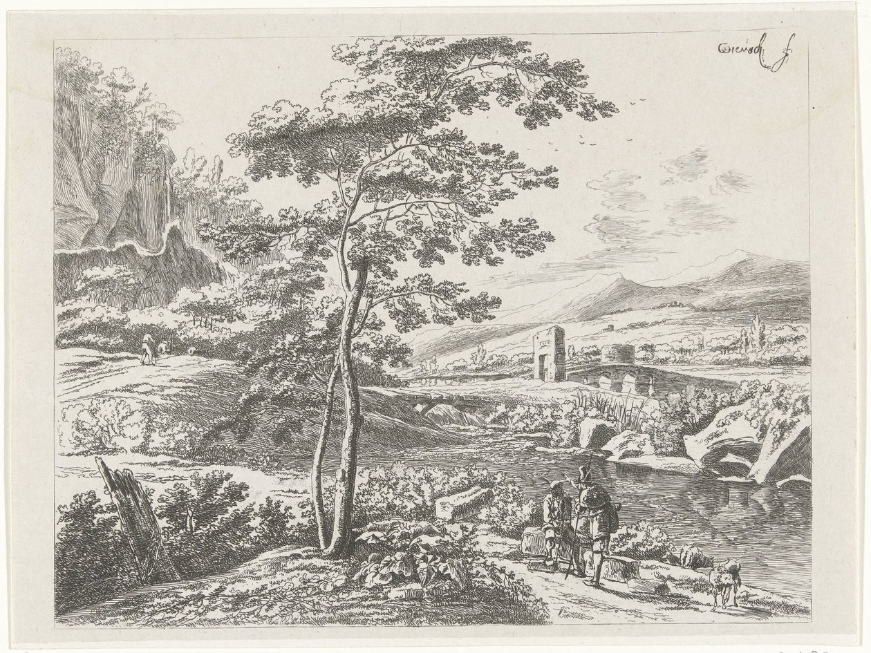 Landskab med en pilgrim og en hyrde af William Young Ottley