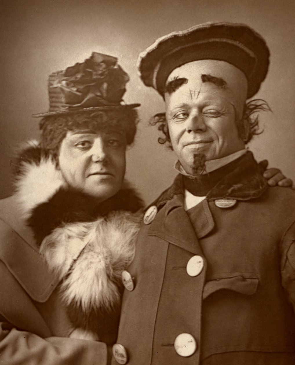 Harry Nicholls og Herbert Campbell, britiske skuespillere Dronningen og Kongen, 1888. af William and Daniel Downey