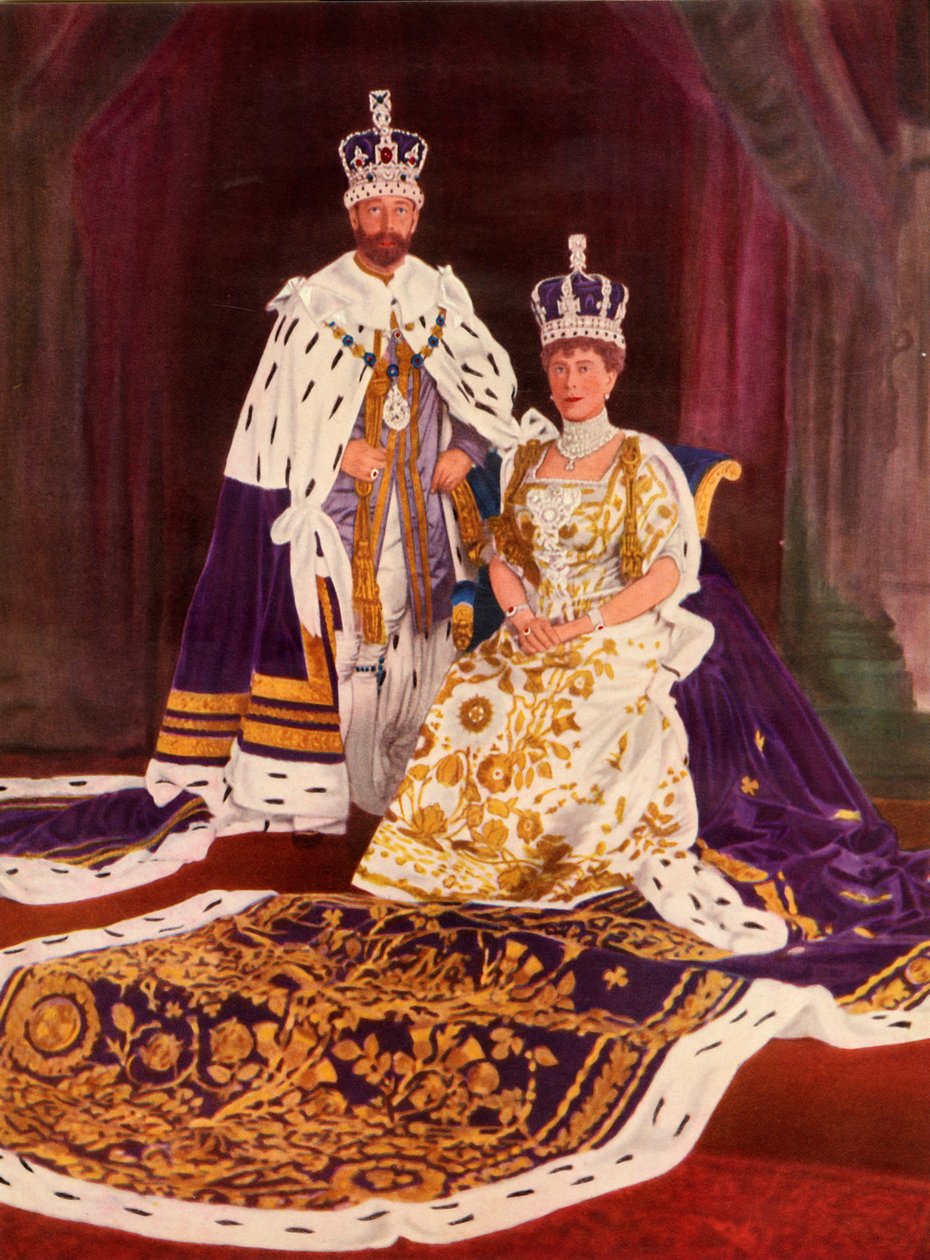 Deres Majestæter Kong George V og Dronning Mary i deres kroningsdragter, 1911, 1951. af William and Daniel Downey