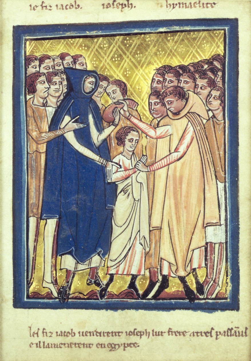 Joseph solgt af sine brødre fra en bog med bibelbilleder, ca. 1250 af William de Brailes  