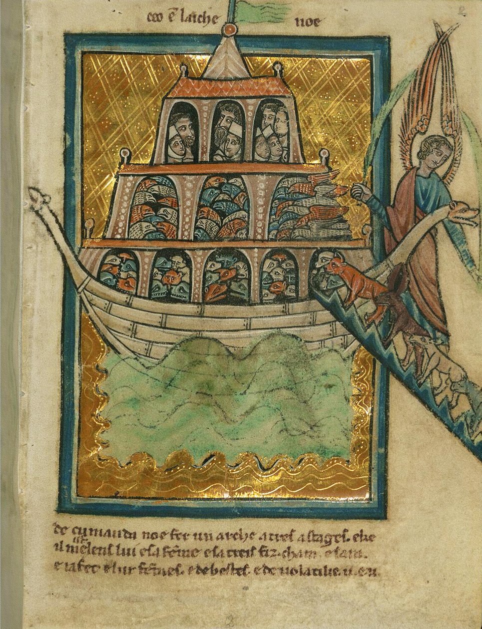 Dyrene kommer ind i Noahs ark, ca. 1250 (blæk og maling på pergament) af William de Brailes