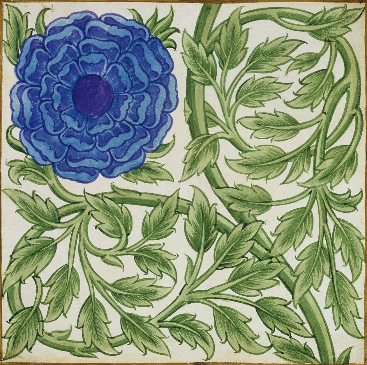 Plant med en blå blomst af William de Morgan