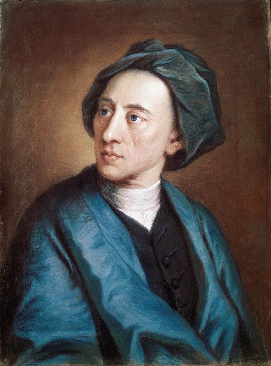 Portræt af den britiske digter Alexander Pope i turban (olie på lærred af William Hoare