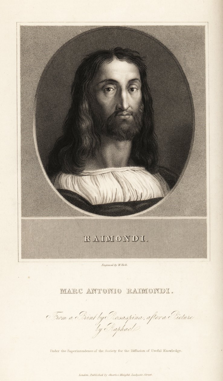 Portræt af Marcantonio Raimondi, italiensk gravør, ca. 1470-1534 af William the Younger Holl