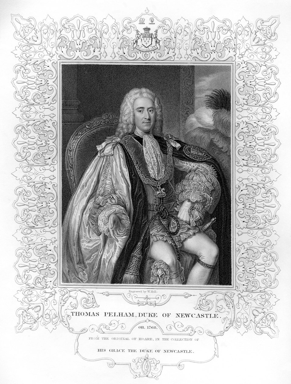 Portræt af Thomas Pelham-Holles, 1. hertug af Newcastle af William the Younger Holl