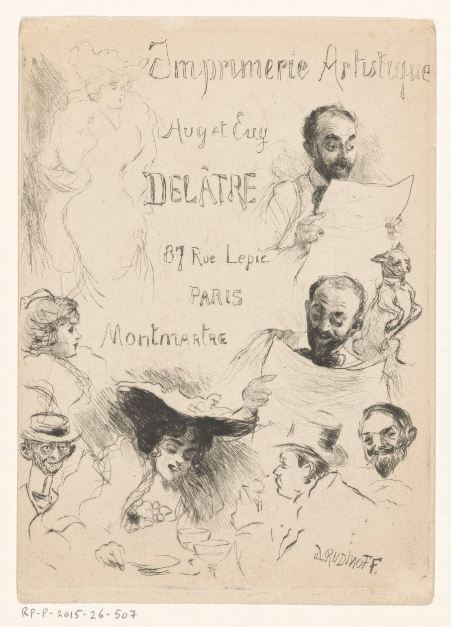 Visitkort af trykkeri Eugène Delâtre i Paris af Willibald Wolf Rudinoff